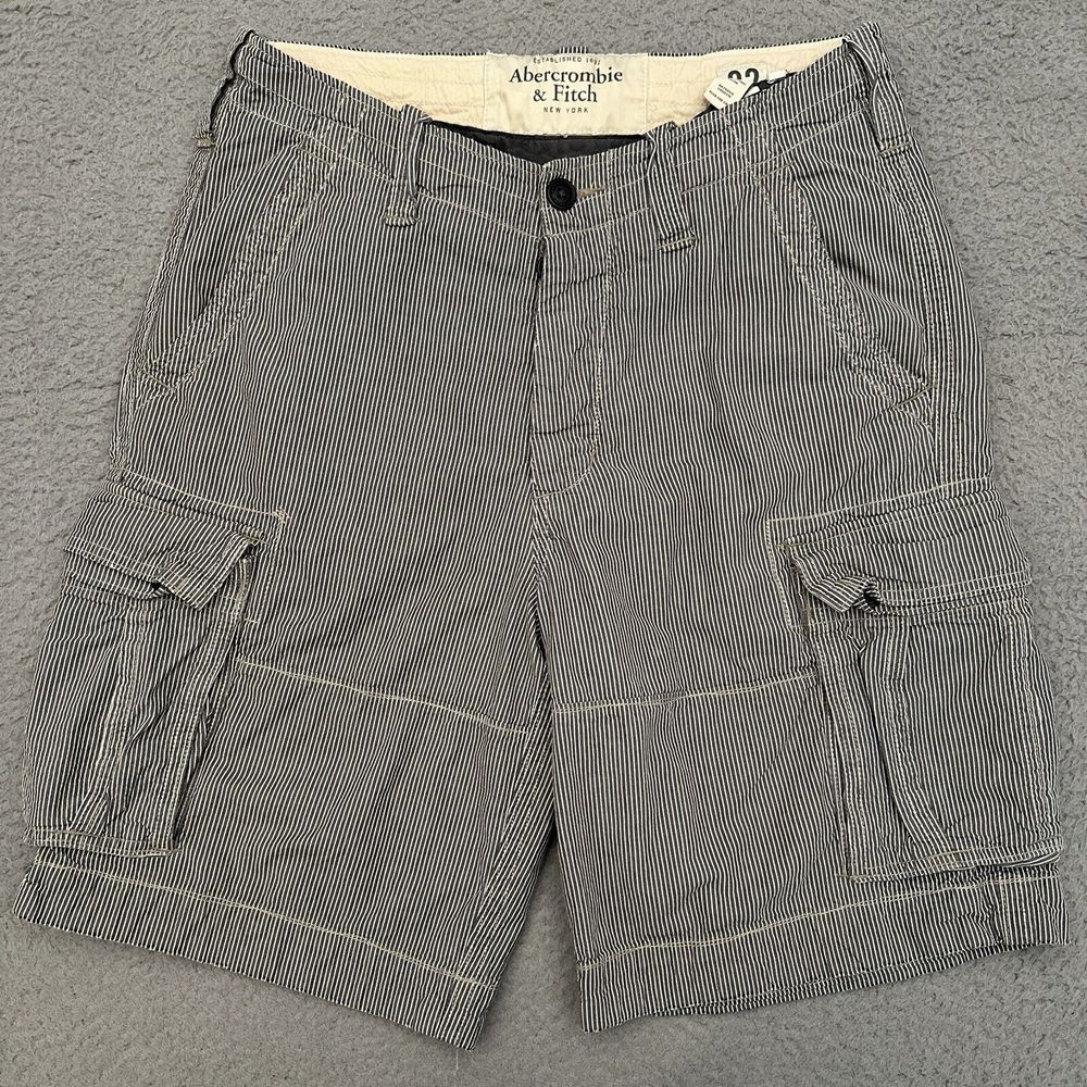 Vintage Y2K Abercrombie & Fitch Pinstripe Cargo‎ Shorts Men's 32 Blue Drawstring